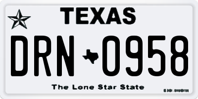 TX license plate DRN0958