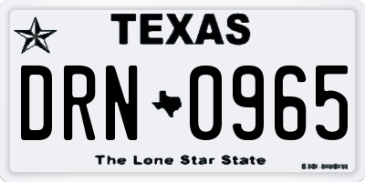 TX license plate DRN0965