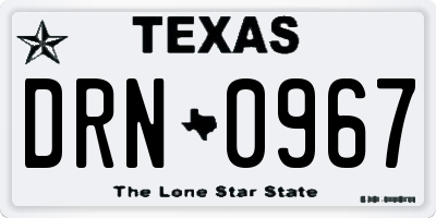 TX license plate DRN0967