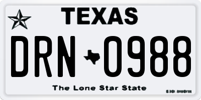 TX license plate DRN0988