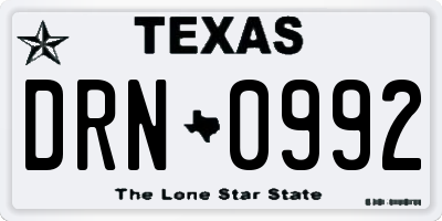 TX license plate DRN0992