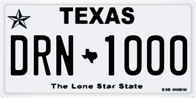 TX license plate DRN1000