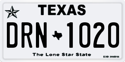 TX license plate DRN1020