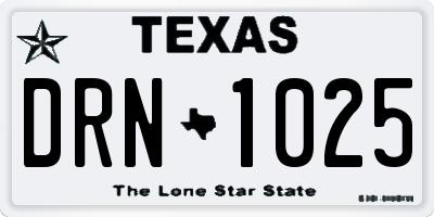 TX license plate DRN1025