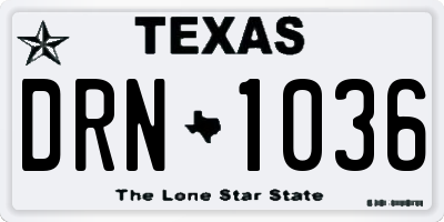 TX license plate DRN1036