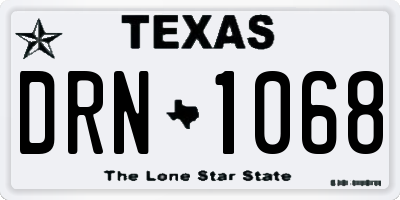 TX license plate DRN1068