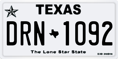 TX license plate DRN1092