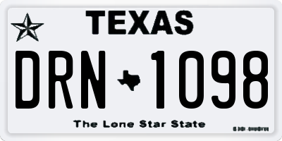 TX license plate DRN1098