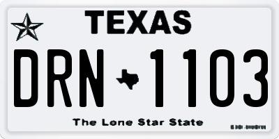 TX license plate DRN1103