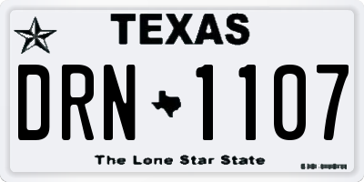 TX license plate DRN1107