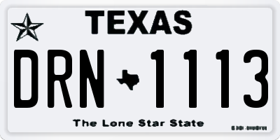 TX license plate DRN1113