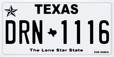 TX license plate DRN1116