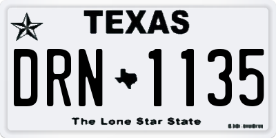 TX license plate DRN1135