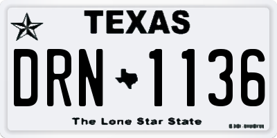 TX license plate DRN1136