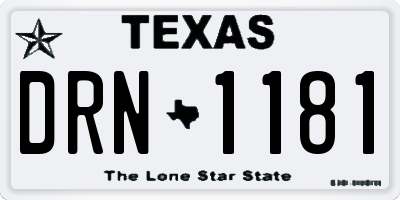 TX license plate DRN1181