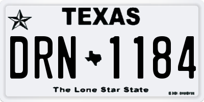 TX license plate DRN1184