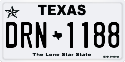 TX license plate DRN1188