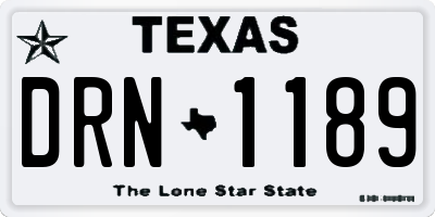TX license plate DRN1189