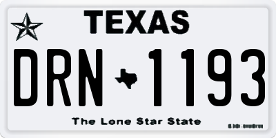 TX license plate DRN1193