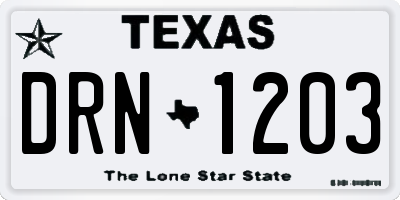 TX license plate DRN1203