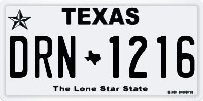 TX license plate DRN1216
