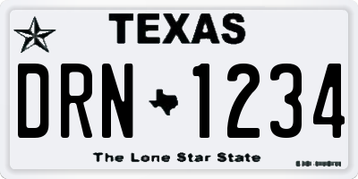 TX license plate DRN1234