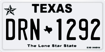 TX license plate DRN1292