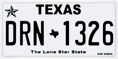 TX license plate DRN1326