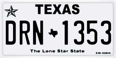 TX license plate DRN1353