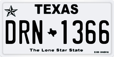 TX license plate DRN1366