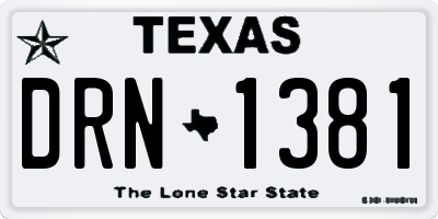 TX license plate DRN1381