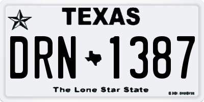 TX license plate DRN1387