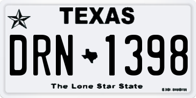 TX license plate DRN1398