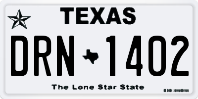TX license plate DRN1402