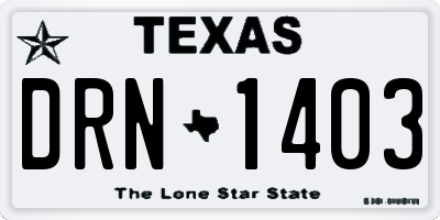 TX license plate DRN1403