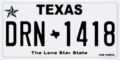 TX license plate DRN1418