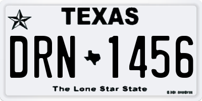TX license plate DRN1456