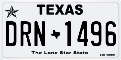 TX license plate DRN1496