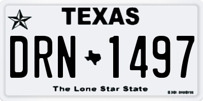 TX license plate DRN1497