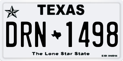 TX license plate DRN1498