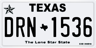 TX license plate DRN1536