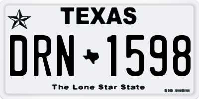 TX license plate DRN1598