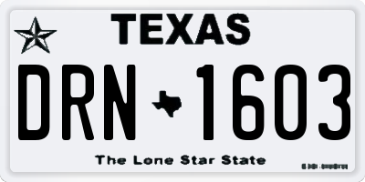 TX license plate DRN1603