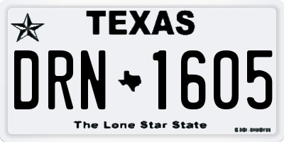 TX license plate DRN1605