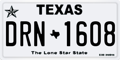 TX license plate DRN1608