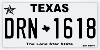 TX license plate DRN1618