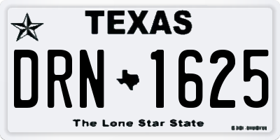 TX license plate DRN1625