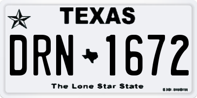 TX license plate DRN1672