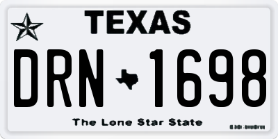 TX license plate DRN1698