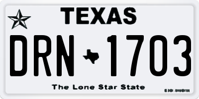 TX license plate DRN1703